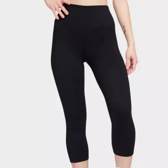 Nike One Women’s High-Waisted 7/8 Leggings Pockets Black - Picture 8 of 13